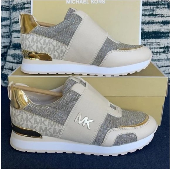 Michael Kors Teddi Trainer Glitter Chain Mesh White Rainbow WMNS - Picture 1 of 16